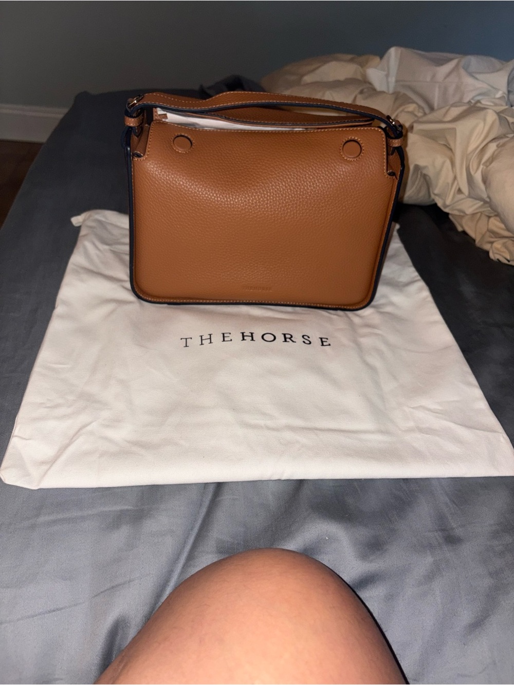 The Horse Tan Crossbody Pebbled Leather Bag